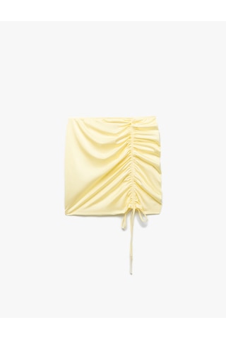 Koton Drape Detaylı Büzgülü Mini Pareo Etek Sarı 5sak70007mk Sarı