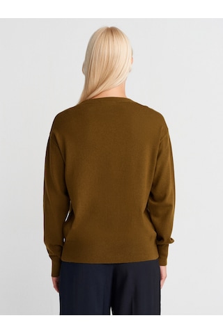 Dilvin 10633 Bisiklet Yaka Yünlü Basic Triko Kazak-yağ Yeşil Yağ Yeşil