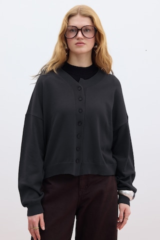 Yumuşak Dokulu Oversize Triko Hırka Antrasit Antrasit