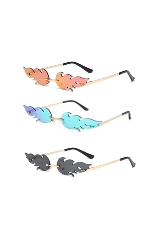 Unisex Yetişkin Moda Güneş Gözlüğü 3 Parça Çerçevesiz Aynalı Camlar B Çok Renkli