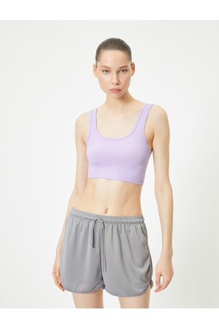 Koton Spor Yarım Atlet Dikişsiz Fitilli Slim Fit Kapsız Lila 4sak30202nk Lila
