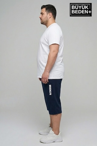Süperlife Büyük Beden Erkek Kapri Şort Brooklyn Baskılı Rahat Kalıp 3xl-6xl Spr26bsr591-02 Lacivert
