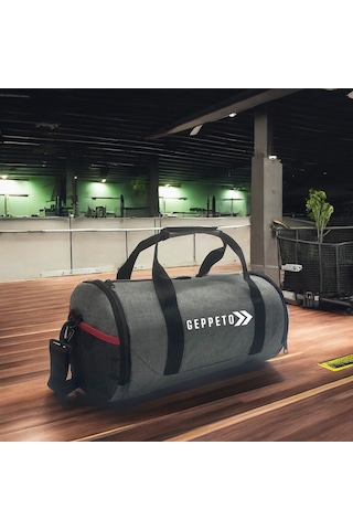 My Geppeto Bag Unisex Fitness Silindir Spor Çantası Gri