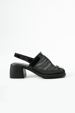 Dericia Shoes Moment Kadın Hakiki Deri Rugan Detaylı Fileli Günlük Rahat Yumuşa Siyah