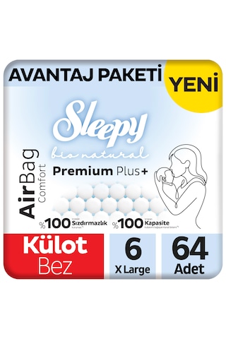 Sleepy Bio Natural Premium Plus Airbag Comfort Avantaj Paketi Külot Bez 6 Numara Xlarge 64 Adet