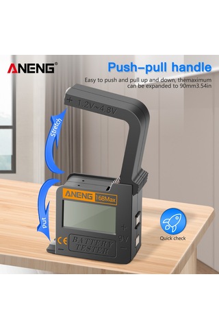 Springsun Aneng 168max Pil Test Cihazı - Dijital Ekranlı Pil Voltaj Ve Güç Ölçer 1.2-4.8v, 9v