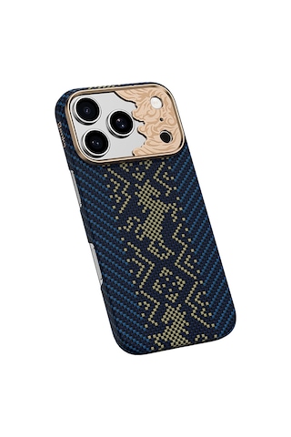 Apple iPhone Uyumlu 17 Pro Kılıf M-safe Şarj Özellikli Karbon Fiber Benks Knight Armorair Kevlar Kapak Lacivert