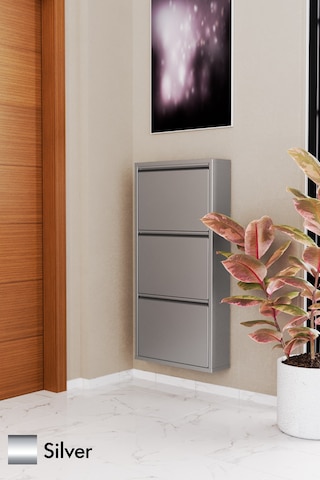 Evdemo 3 Kapaklı Metal Ayakkabılık Silver