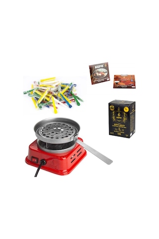 Kefo Mini Kare Elektrikli Ocak+Kefo Gold Kömür+Sipsi+Folyo (405439758)