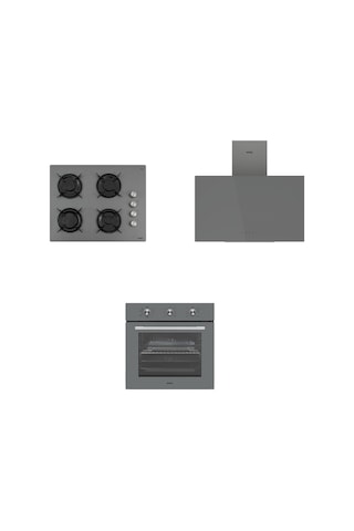 Vestel AF-6682 G-LF + AO-65104 G + AD 63340 G Eğik Gri Cam Ekonomik Set 2