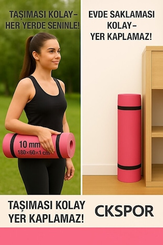 10 Mm Pilates Yoga Minderi Spor Pilates Egzersiz Matı Pembe