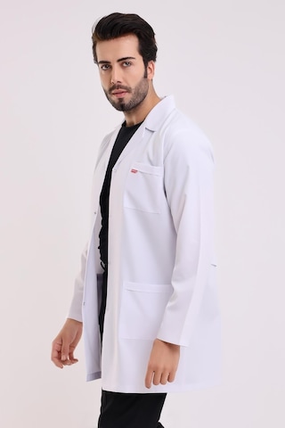 Doktor Öğretmen Erkek Önlük Ara Boy Ceket Yaka - 171 Beyaz-6530-171 Beyaz