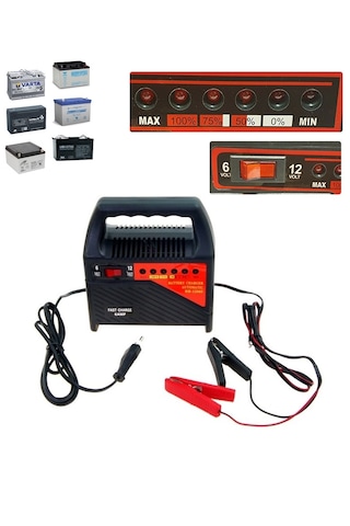 Araç Motosiklet Uyumlu Akü Şarj Cihazı Dc 6v 12 Volt 6 Amper Hb-1