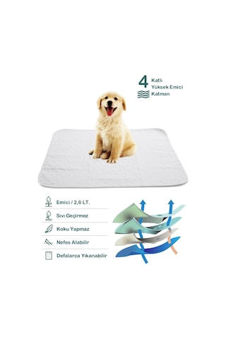 Caretex Yıkanabilir Kedi Köpek Çiş Pedi Beyaz 75 x 85 CM
