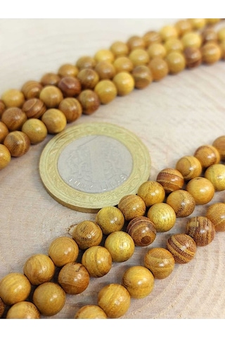 Bileklik Boy Ud Ağacı Ahşap Yarım Dizi 6mm 45288 18cm Uzunluğundadır Çok Renkli