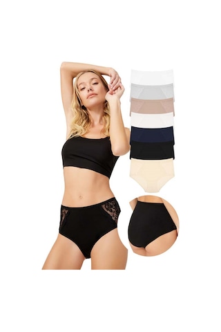 Cottonhill Dantel Detaylı Klasik Pamuklu Bato Külot 7'li Paket Çok Renkli 1 Çok Renkli