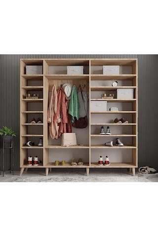 Açelya Portmanto Vestiyer Meşe - Montaj Dahil 225cm M12