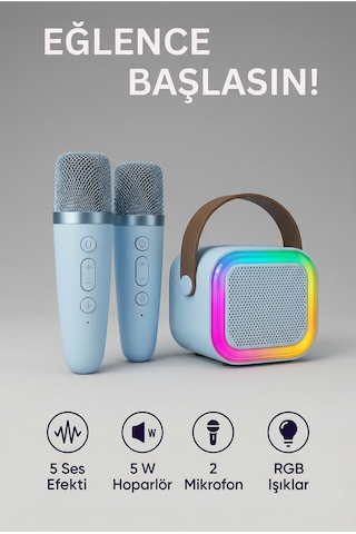 Bluetooth Karaoke Mikrofon Ve Taşınabilir Hoparlör Çok İşlevli Müzik Çalar, Çocuk Ve Yetişkin İçin