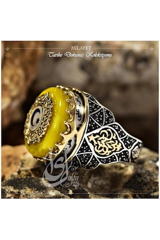 Islam Usta Tasarımı Hilafet Gümüş Erkek Yüzük