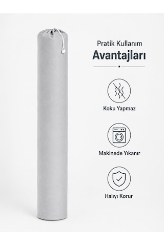 Beylini 40x225 Halı Hurcu 6m2 Lastikli Nefes Alabilir Kokmaz Tela Lastikli Halı Kılıfı Poşeti Ambalajı Taşınma Yastık Saklama Torbası Gri 6 Adet