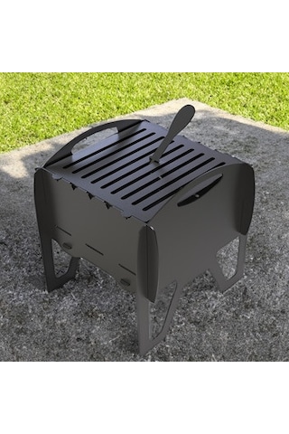 Mini Kamp Mangalı Portatif Taşınabilir Siyah