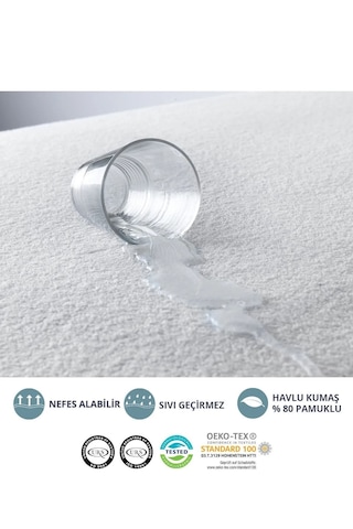 Havlu Fitted Su Sıvı Geçirmez Yatak Koruyucu Alez Çarşaf Beyaz