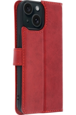 Newface - 794 - Apple Apple iPhone Uyumlu 15 Trend S Plus Kapaklı Kılıf - Glblseme - - Kırmızı