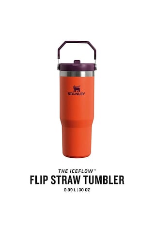 Stanley The Iceflow Flip Straw Pipetli Termos Bardak 0.89 LT 30 OZ - Tigerlily Turuncu