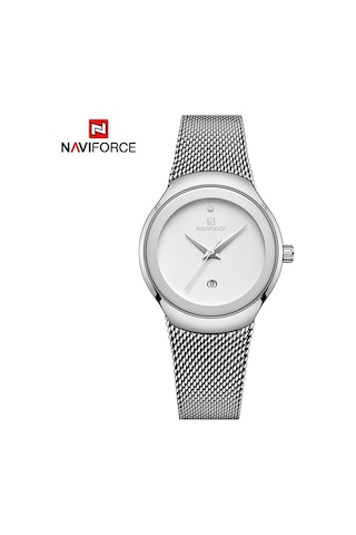 Gümüş Naviforce Kadın Kuvars Saatler Moda Bayanlar Paslanmaz Çelik Lüks Elbiseler Kol Saati Saat