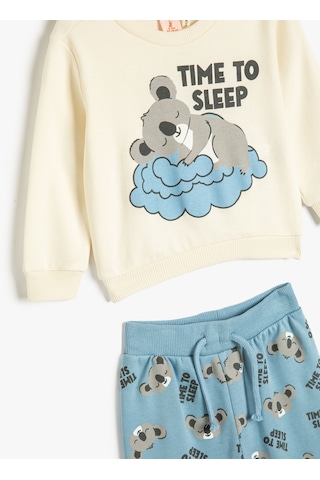 Koton Pamuklu Pijama Takımı Koalalı Uzun Kollu Tişört Ve Beli Lastikli Pijama Altı 2 Parça Ekru 4wmb10229tk 4WMB10229TK010 Ekru