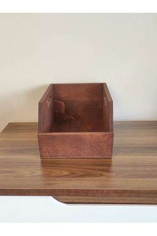 Ahşap 45lik Plak Sandığı - Organizer Kutu - Kestane Rengi Wooden 45 Record Box Koyu Kırmızı
