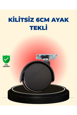 Masa Ve Sehpa İçin 6 Cm Kilitsiz Ayak Tekli Renkli