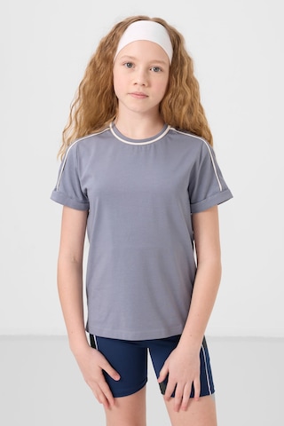 Standart Fit O Yaka 3lü Paket Koyu Mavi-ekru-gri Melanj Kız Çocuk T-shirt - 75177 G1 Melanj-ekru-koyu Mavi