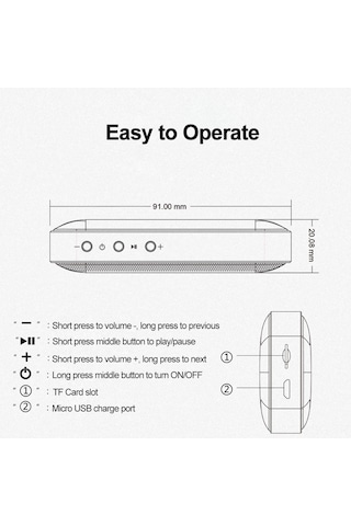 Springsun Aec Bt209 Taşınabilir Bluetooth Hoparlör - Bluetooth 4.2, Mikrofon, Tf Kart Desteği, 5w Ses, 4 Saat Kullanim Süresi