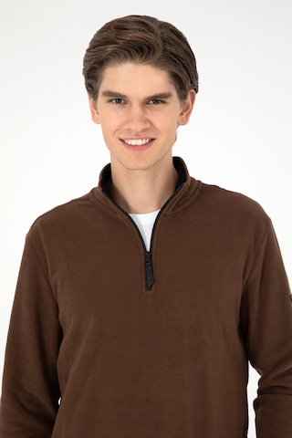 U.S. Polo Assn. Erkek Yarım Fermuarlı Kahverengi Basic Polar Sweatshirt 50298085-VR029