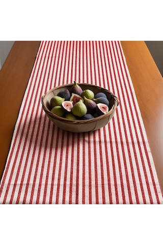 Kırmızı Çizgili Keten Runner 40 X 150 Diğer