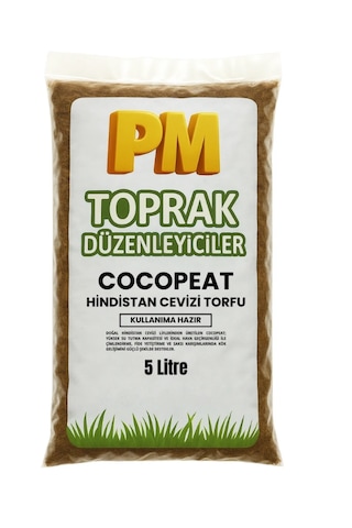 Cocopeat Hindistan Cevizi Torfu Kullanıma Hazır Doğal, Steril, Yüksek Su Tutma Kapasiteli 5 Litre