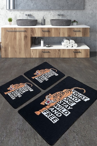 Trust Banyo Halısı Djt 3 Lü Set Siyah