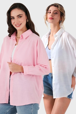 Sd Luxury Bayan Gömlek 6781001s2 Beyaz - Pembe