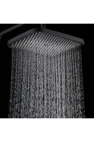 Fastbuy Challenger Siyah Kare Duş Başlığı Yüksek Basınç Endüstriyel Tasarım Su Geçirmez Ev Ve İş Kullanımı Siyah