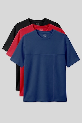 Oversize Fit Basic 3lü Paket Siyah-kırmızı-parlament Erkek T-shirt - 88380 Siyah - Mavi