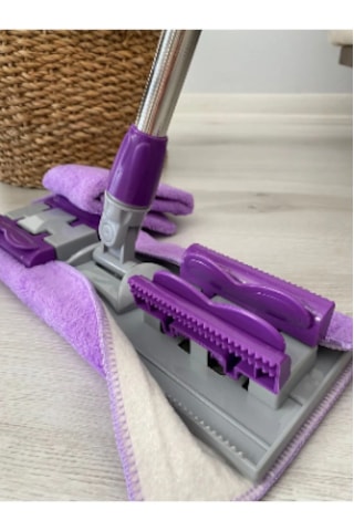 Mandallı Mop Full Temizlik Seti 2 Adet Mikrofiber Bezli Pratik Yer Temizleme Mopu