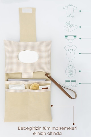 Bebek Alt Açma Bakım Çantası, Bebek Organizeri, Junior Seri, Bej