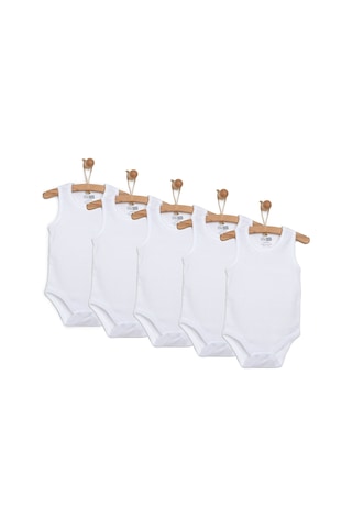 Hellobaby 5li Beyaz Body Atlet Unisex Beyaz