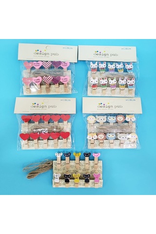 Ahşap Notluk İpli Mandal Ofis Gereci Çalışma Masası Duvar Aksesuarı