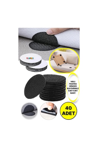 Halı Paspas Sandalye Minderi Merdiven Halısı Kaydırmaz Sabitleme Yapışkanlı Cırt Cırt Bant - 40 Adet
