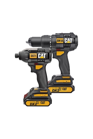 CAT DX12K Li-ion Çift Akülü Profesyonel Darbeli Vidalama + DX71 Kömürsüz Darbeli Matkap Kombo Set