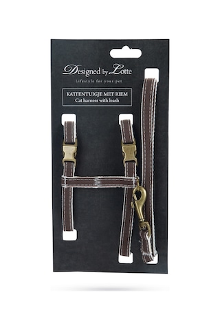 Beeztees Dbl Kedi Göğüs Tasması Ve Gezdirme Kayışı, 130cm, Kahverengi, 27-45cm