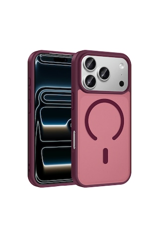 Maks Technology Apple Uyumlu iPhone 18 Pro Kılıf M-safe Şarj Özellikli Mkst Babet Kapak - Bordo