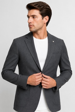 Sabri Özel Erkek Dokulu Yarım Astar Esnek Blazer Tek Ceket 12010-koyu Gri